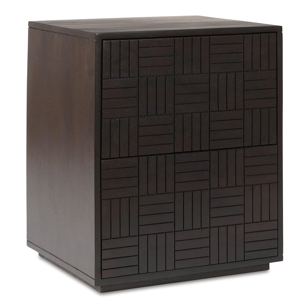 Denman Nightstand Dark Brown - Handcrafted Solid Mango Wood Side Table - 
