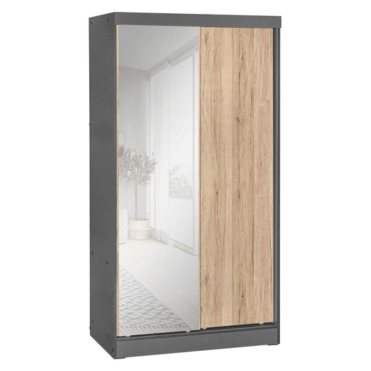 Elegant Mirror Wood Double Sliding Door Wardrobe with Ample Storage - Multiple Finishes - AnelityBG3680026 - 36154251724994158096