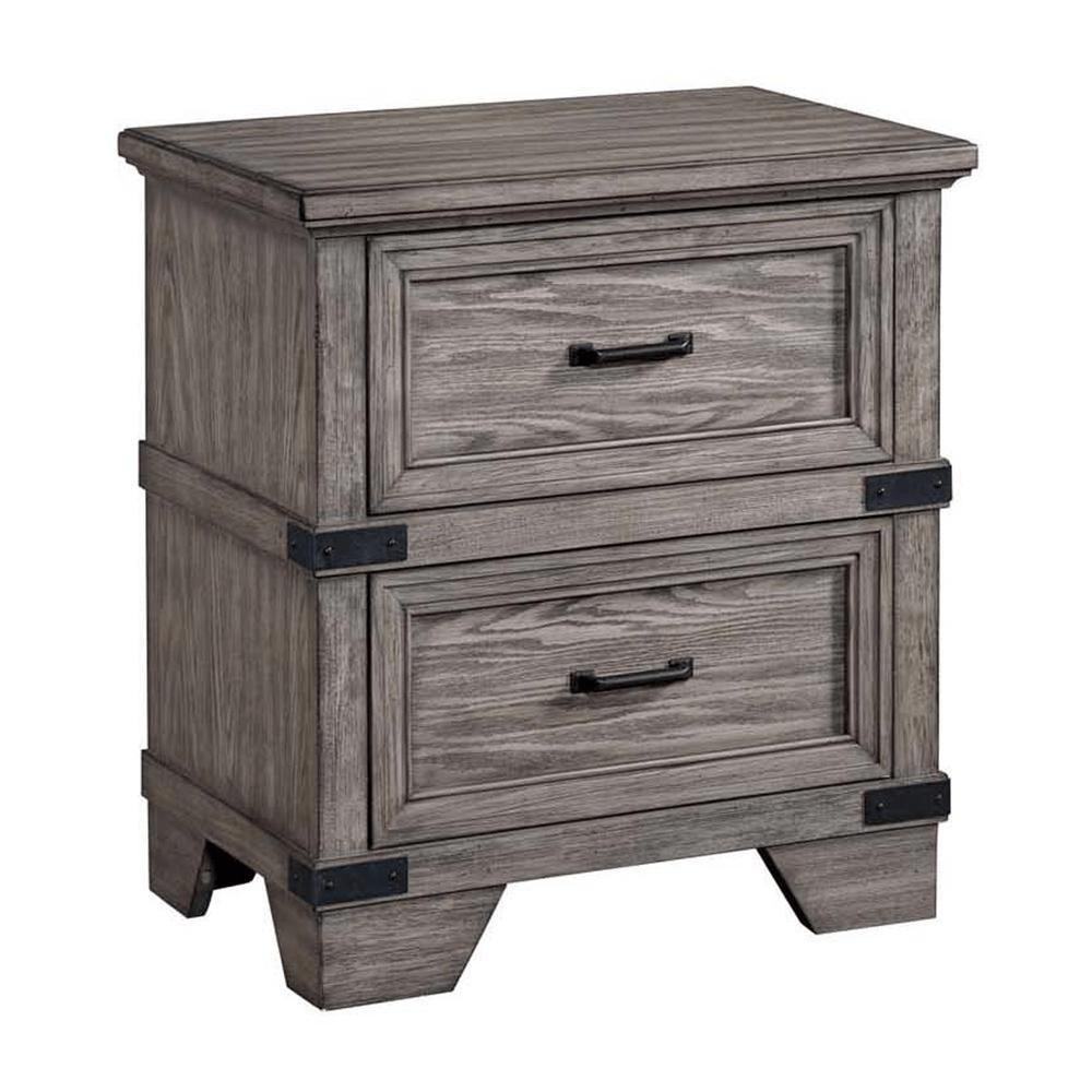 Elegant Nightstand with 2 Drawers in Brushed Steel Finish - Perfect Bedroom Storage Solution - 