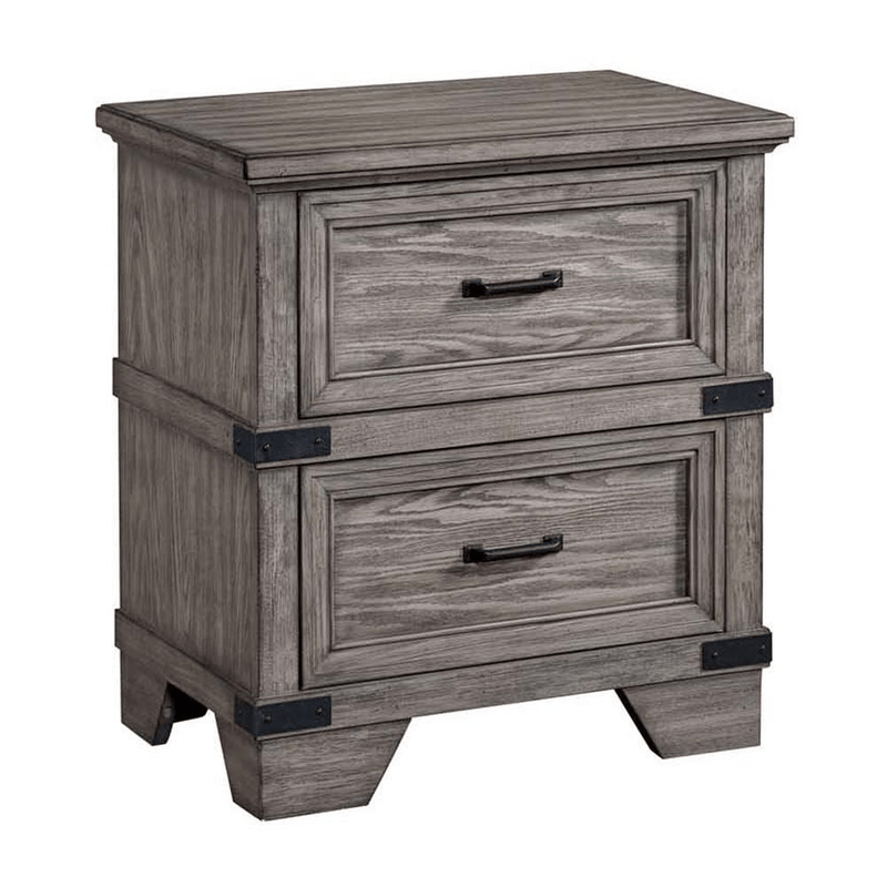 Brushed Steel Nightstand with 2 Drawers