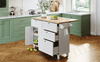 Farmhouse Kitchen Island Set with Drop Leaf and 2 Seatings,Dining Table Set with Storage Cabinet, Drawers and Towel Rack, White+Rustic Brown - AnelityKitchen Island SetSH000234AAK - 36067526