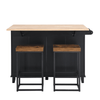 Farmhouse Kitchen Island Set with Drop Leaf, Storage & 2 Stools – Black & Rustic Brown - AnelityKitchen Island SetSH000234AAB - 36067572