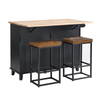 Farmhouse Kitchen Island Set with Drop Leaf, Storage & 2 Stools – Black & Rustic Brown - AnelityKitchen Island SetSH000234AAB - 36067572