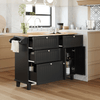 Farmhouse Kitchen Island Set with Drop Leaf, Storage & 2 Stools – Black & Rustic Brown - AnelityKitchen Island SetSH000234AAB - 36067572