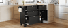 Farmhouse Kitchen Island Set with Drop Leaf, Storage & 2 Stools – Black & Rustic Brown - AnelityKitchen Island SetSH000234AAB - 36067572
