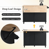 Farmhouse Kitchen Island Set with Drop Leaf, Storage & 2 Stools – Black & Rustic Brown - AnelityKitchen Island SetSH000234AAB - 36067572
