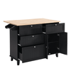 Farmhouse Kitchen Island Set with Drop Leaf, Storage & 2 Stools – Black & Rustic Brown - AnelityKitchen Island SetSH000234AAB - 36067572