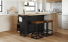 Farmhouse Kitchen Island Set with Drop Leaf, Storage & 2 Stools – Black & Rustic Brown - AnelityKitchen Island SetSH000234AAB - 36067572