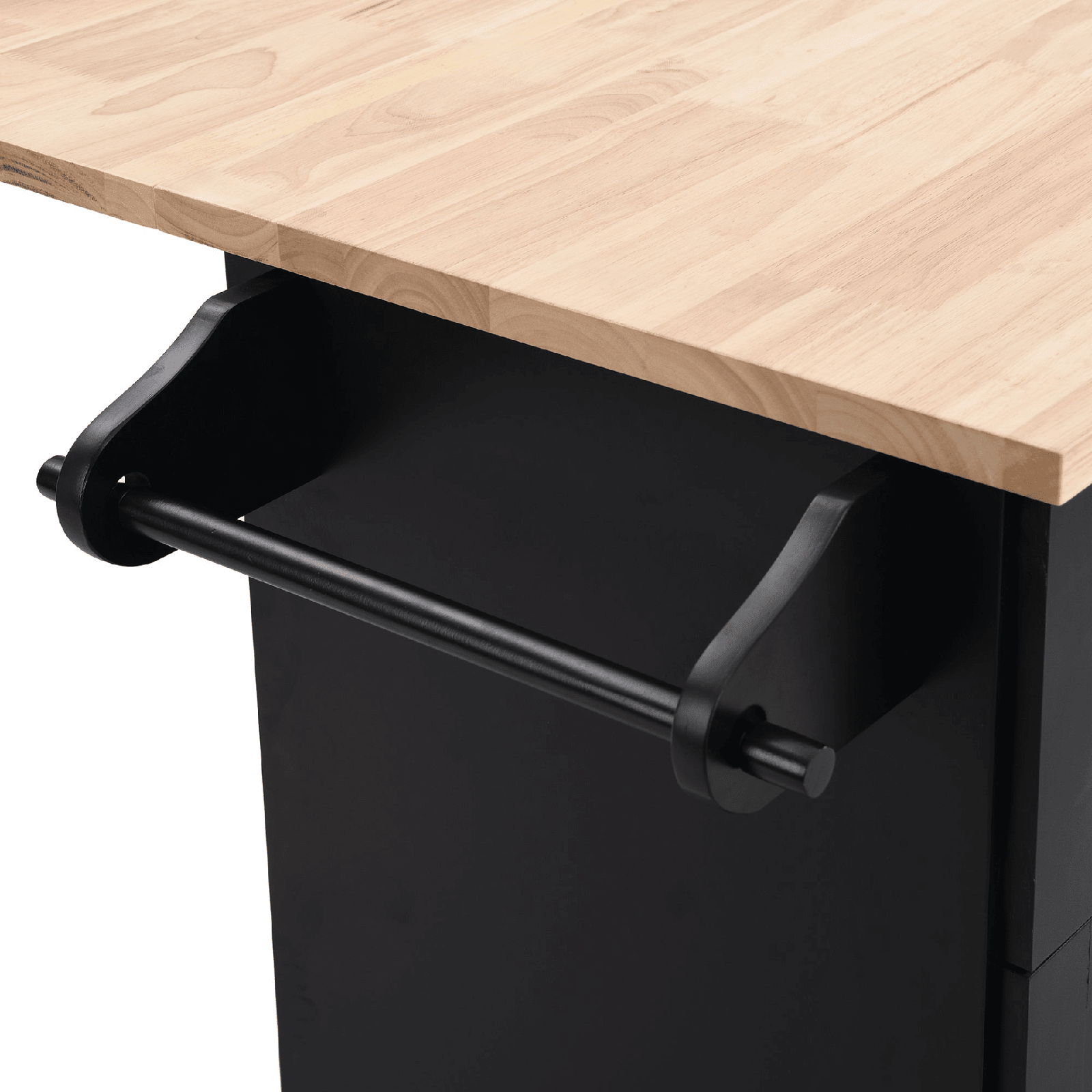 Farmhouse Kitchen Island Set with Drop Leaf, Storage & 2 Stools – Black & Rustic Brown - AnelityKitchen Island SetSH000234AAB - 36067572