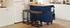 Farmhouse Kitchen Island Set with Drop Leaf, Storage & 2 Stools – Blue & Rustic Brown - AnelityKitchen Island SetSH000234AAC - 36067525
