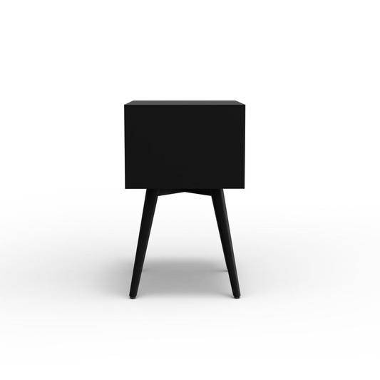 Flynn Small Nightstand, Black - Mid - Century Modern Elegance with Functional Storage - 