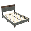 Full Size Bed Frame with Shelf Upholstered Headboard, Grey - AnelityW48794459 - 36101569