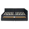 Full Size Upholstered Tufted Bed Frame with Storage Drawers, Velvet Black Sofa Bed with Comfortable Backrest and Armrests, 79.5''x58''x25'' - AnelityW1413S00076 - 36101570