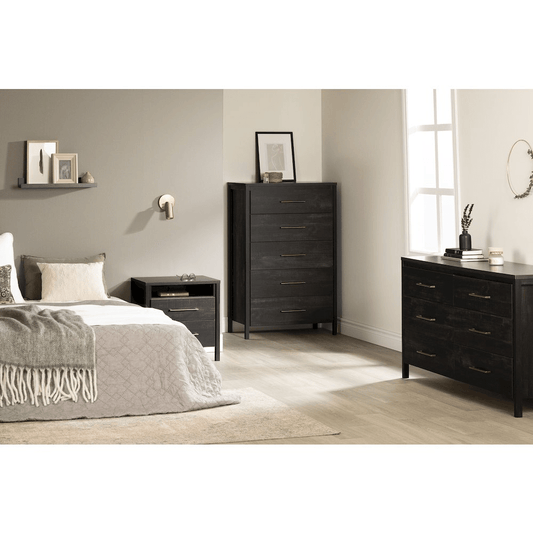 Gravity 2 - Drawer Nightstand in Rubbed Black - Stylish & Functional Bedroom Furniture - 