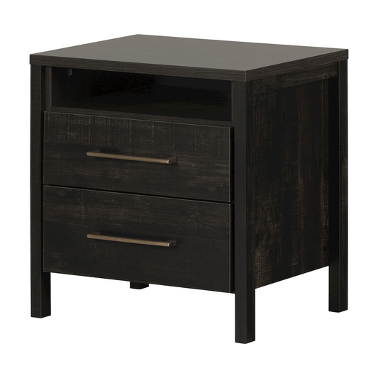 Gravity 2 - Drawer Nightstand in Rubbed Black - Stylish & Functional Bedroom Furniture - 