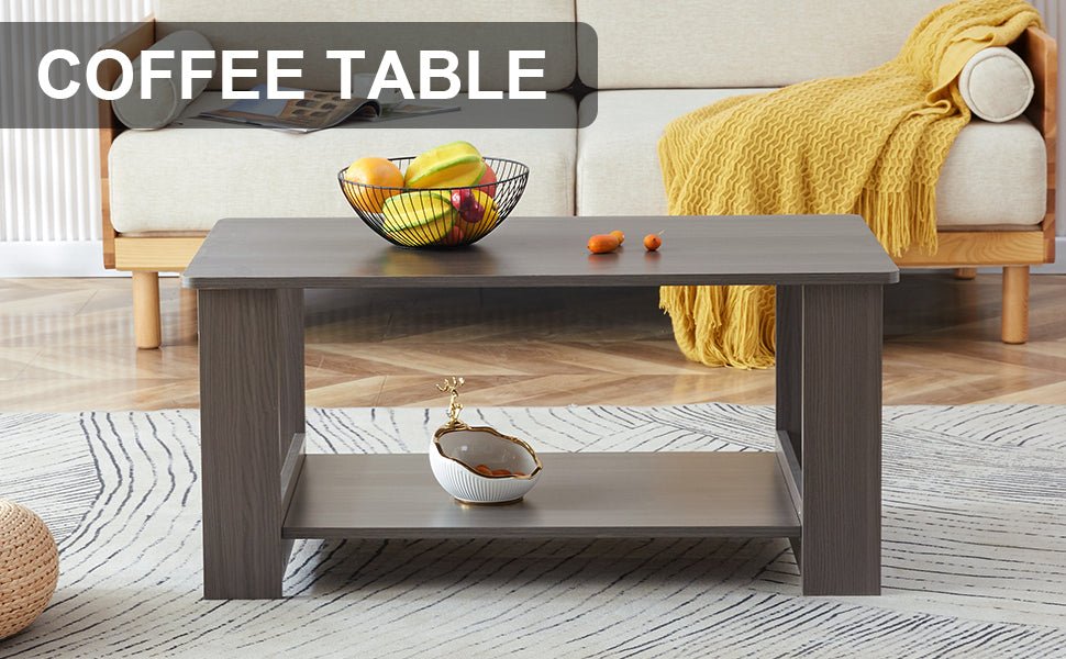 Gray Industrial Rectangular MDF Coffee Table - Coffee Table