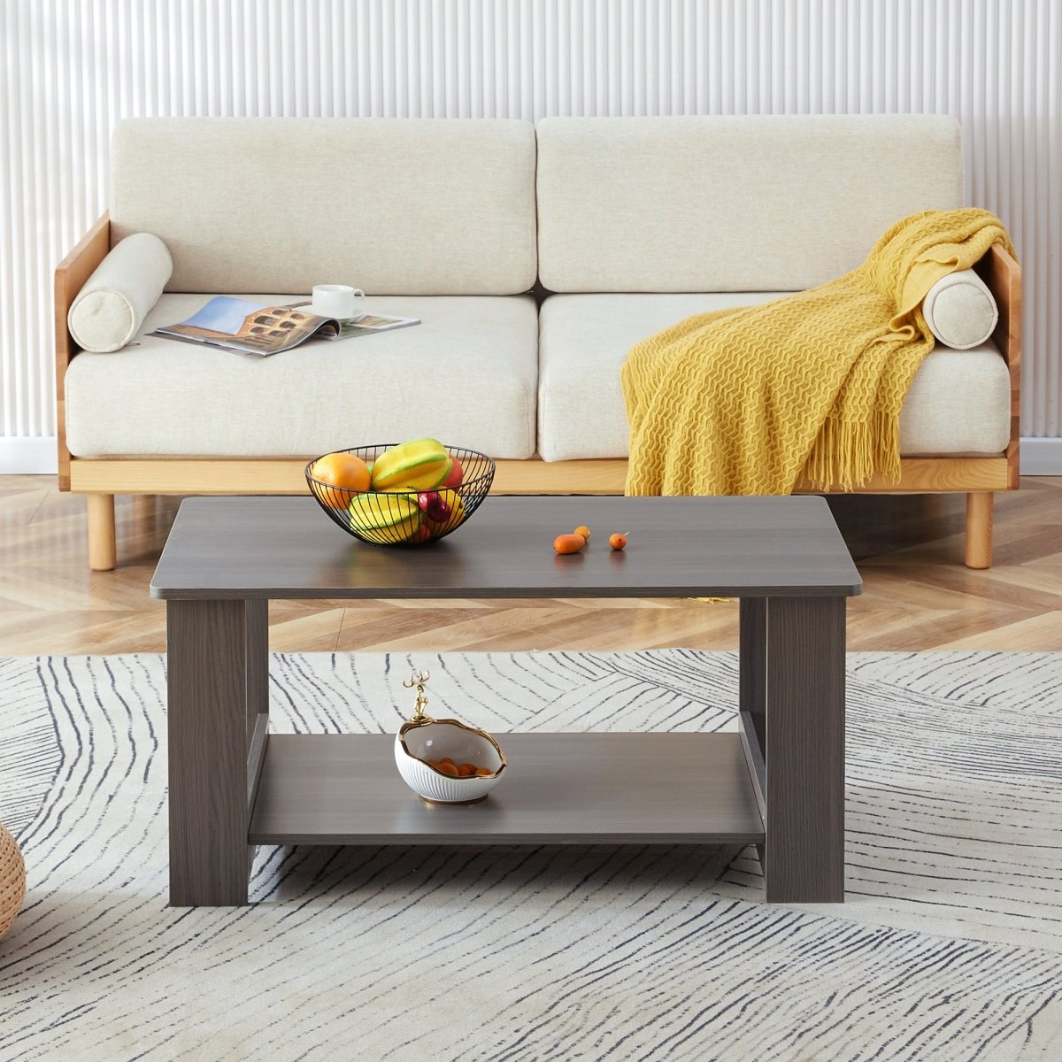 Gray Industrial Rectangular MDF Coffee Table - Coffee Table