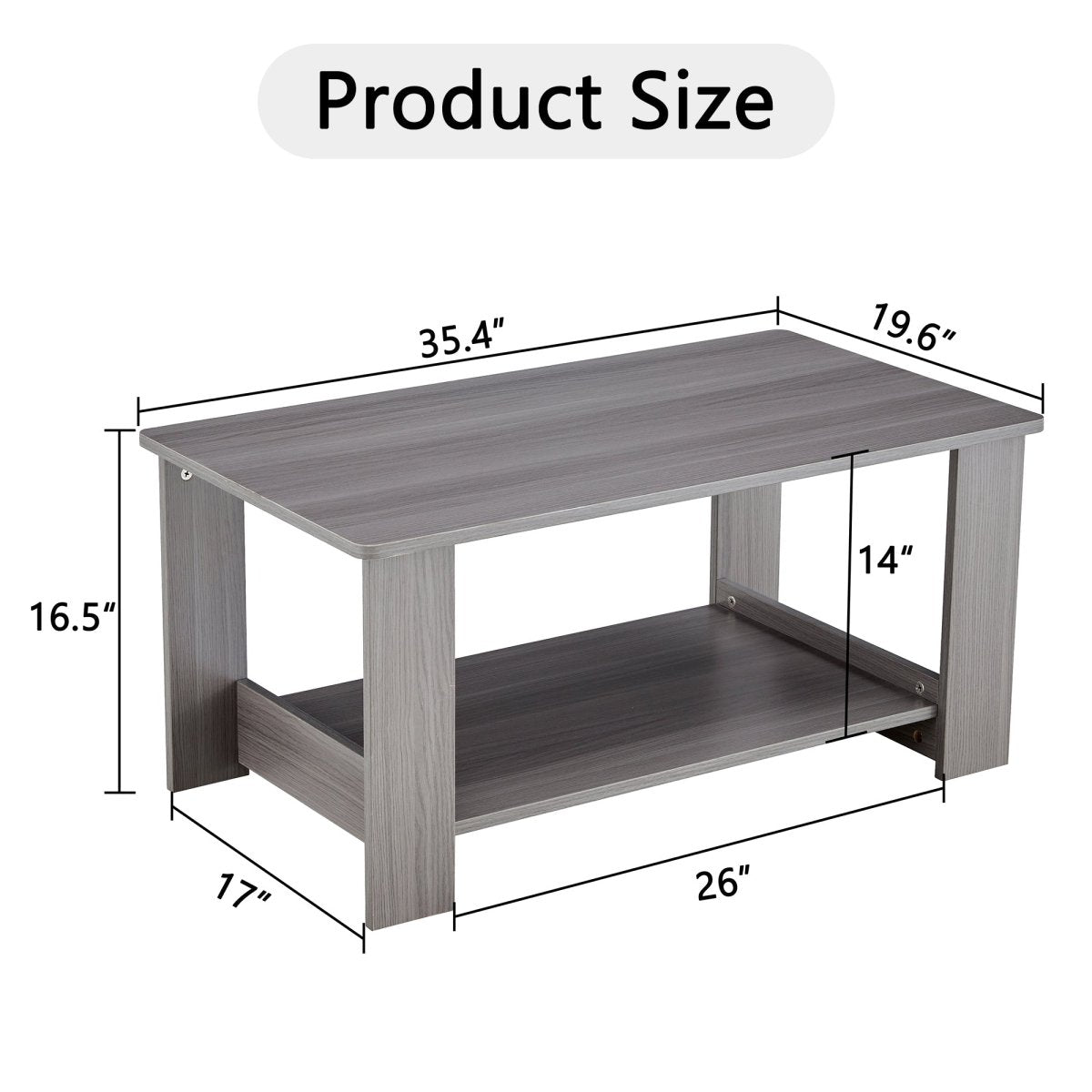 Gray Industrial Rectangular MDF Coffee Table - Coffee Table