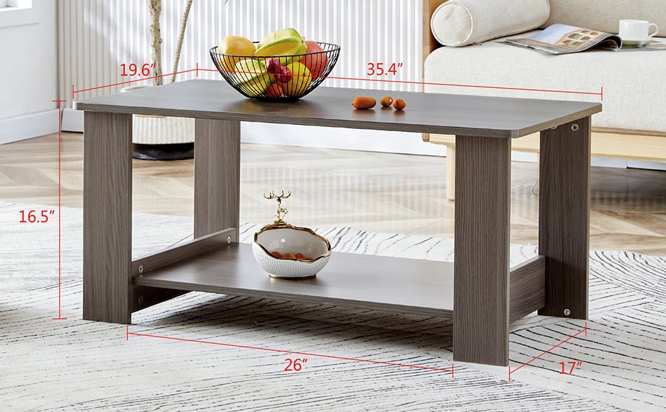 Gray Industrial Rectangular MDF Coffee Table - Coffee Table