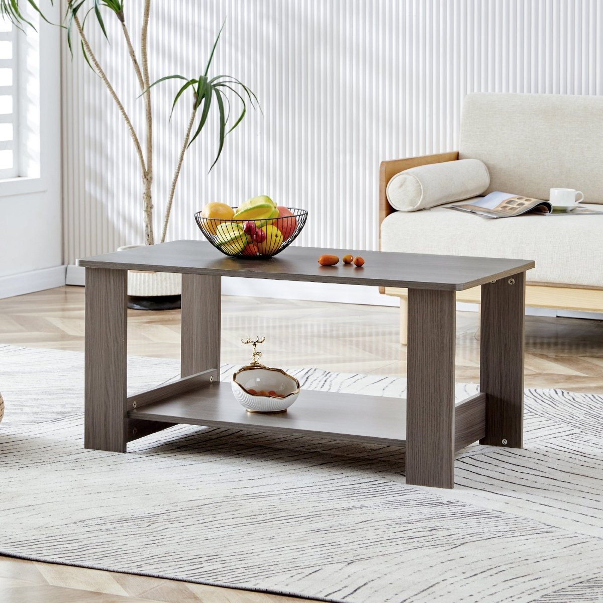 Gray Industrial Rectangular MDF Coffee Table - Coffee Table