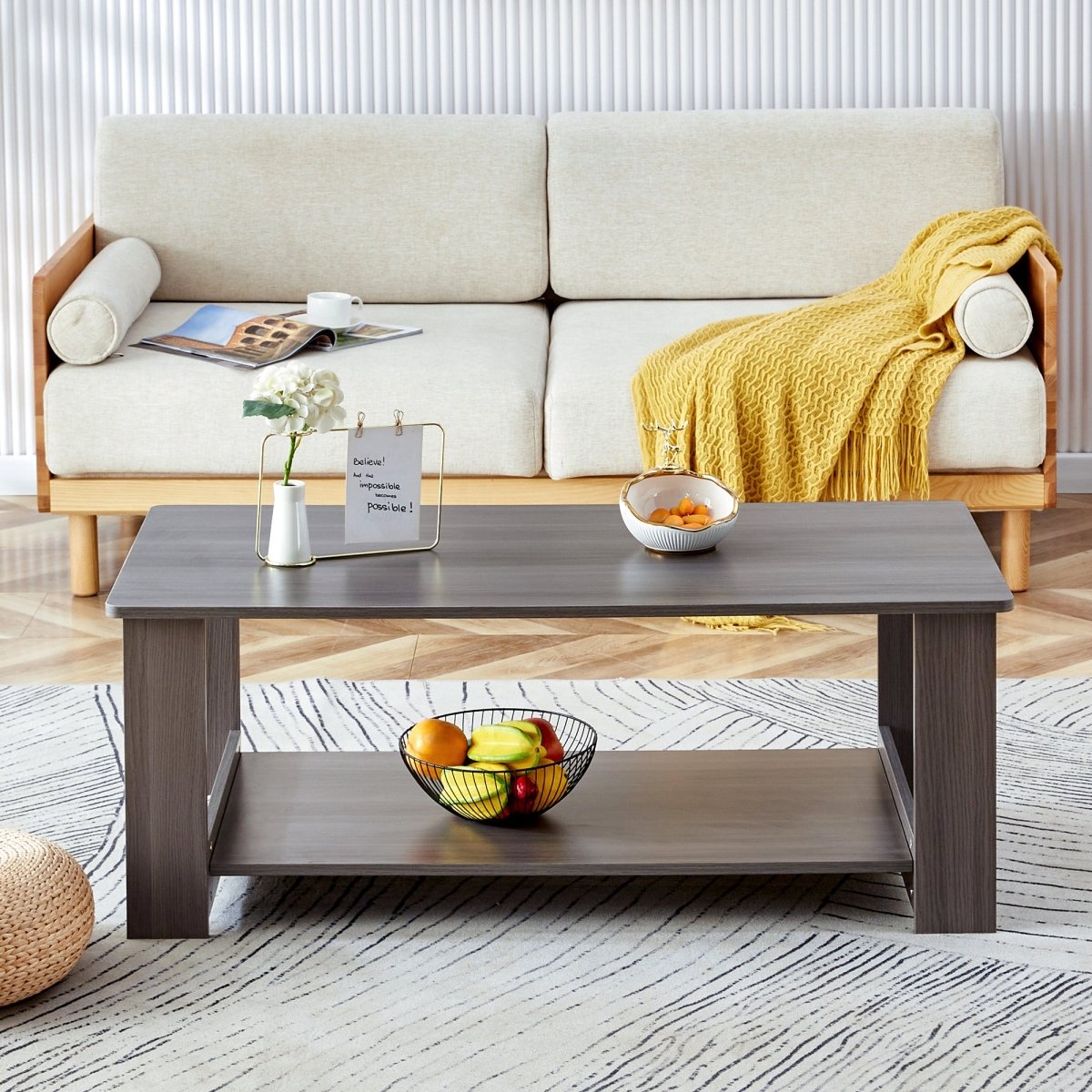 Gray Rectangular MDF Coffee Table – 43" - Coffee Table