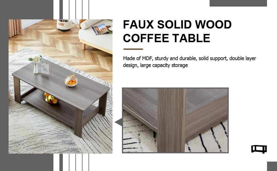 Gray Rectangular MDF Coffee Table – 43" - Coffee Table