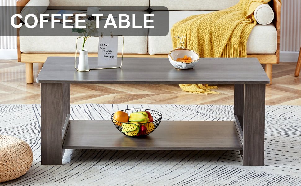 Gray Rectangular MDF Coffee Table – 43" - Coffee Table