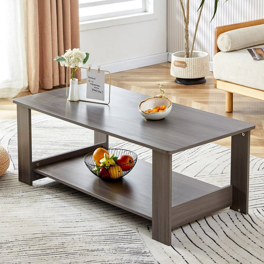 Gray Rectangular MDF Coffee Table – 43" - Coffee Table