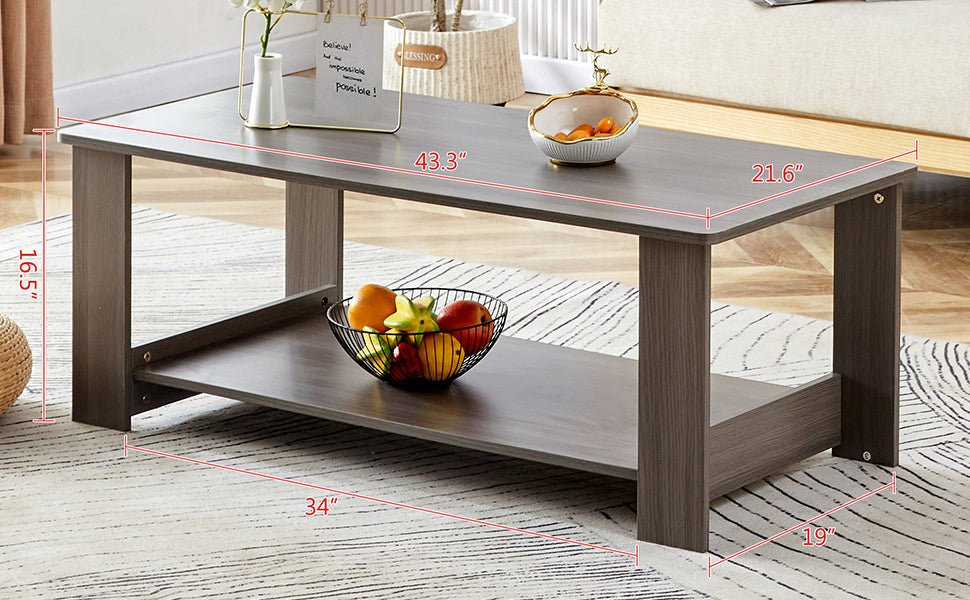 Gray Rectangular MDF Coffee Table – 43" - Coffee Table