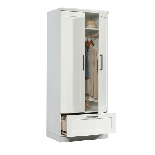 HomePlus Wardrobe Storage Cabinet with Adjustable Shelves and Garment Rod - Soft White Finish | Organize Your Home in Style - AnelityBG3339875 - 36154255042666040099