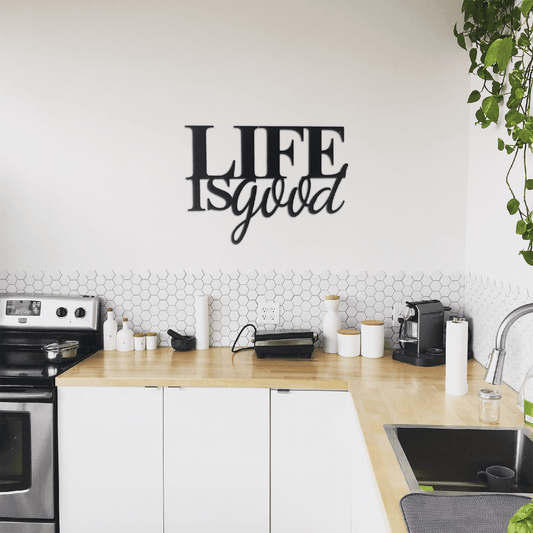 Life is Good Metal Wall Art - Inspirational Home Decor - AnelityHome Decor601170415111418" X 13.1"Black