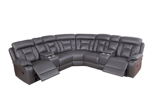 Luxury Grey Reclining Sofa – Faux Leather - 