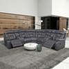 Luxury Grey Reclining Sofa – Faux Leather - 