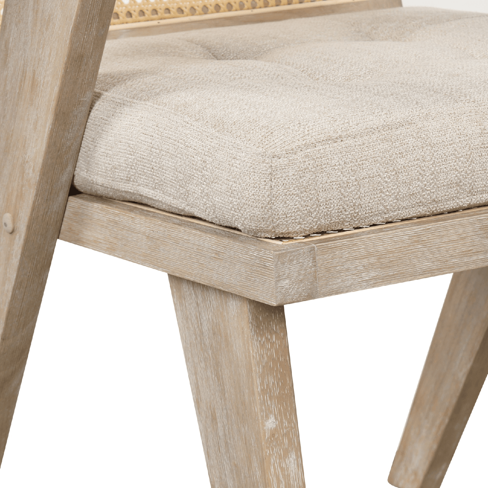 Mid - Century Accent Chair with Handwoven Rattan Backrest & Padded Linen Seat – Natural - AnelityAccent ChairWF308348AAM - 36067524