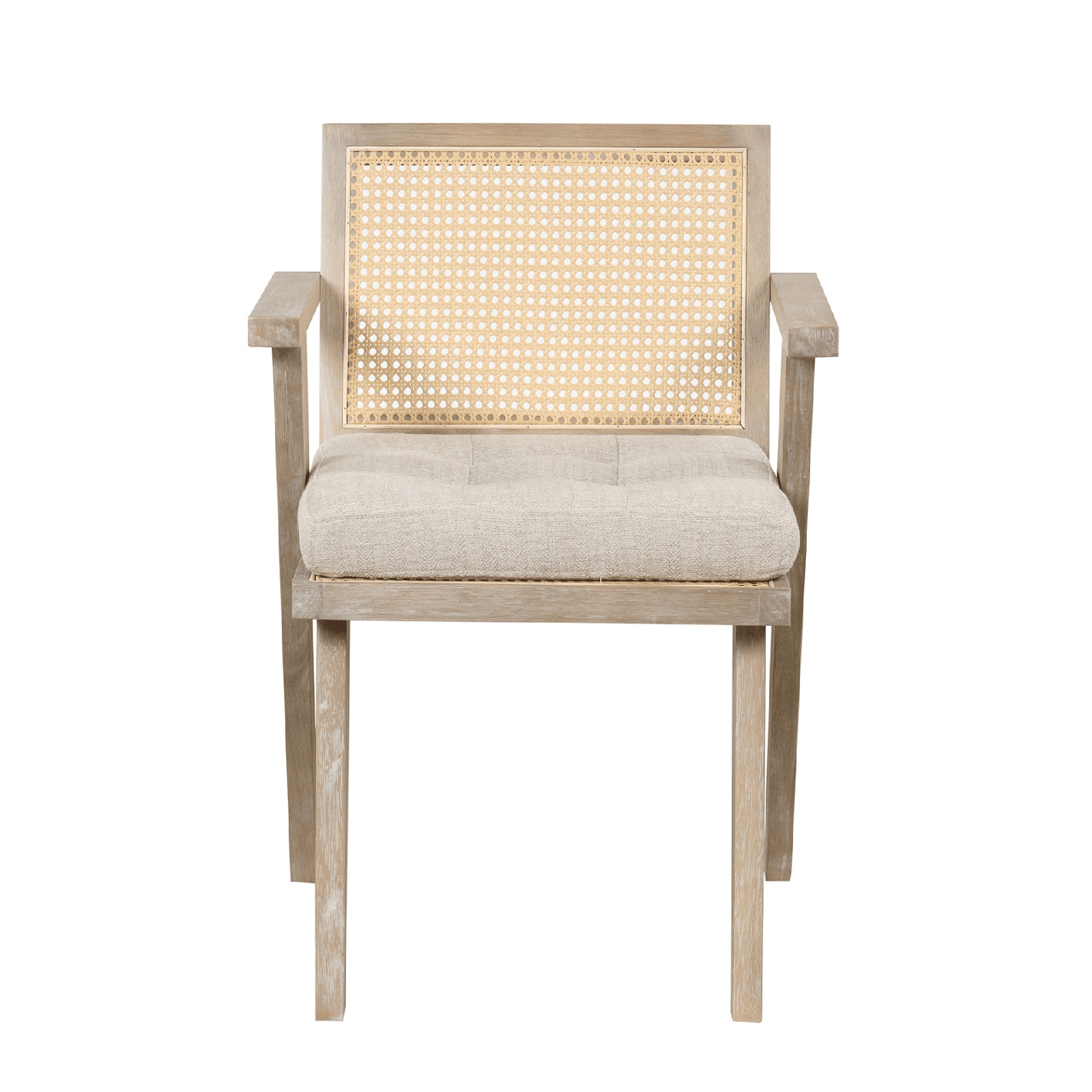 Mid - Century Accent Chair with Handwoven Rattan Backrest & Padded Linen Seat – Natural - AnelityAccent ChairWF308348AAM - 36067524