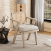 Mid - Century Accent Chair with Handwoven Rattan Backrest & Padded Linen Seat – Natural - AnelityAccent ChairWF308348AAM - 36067524