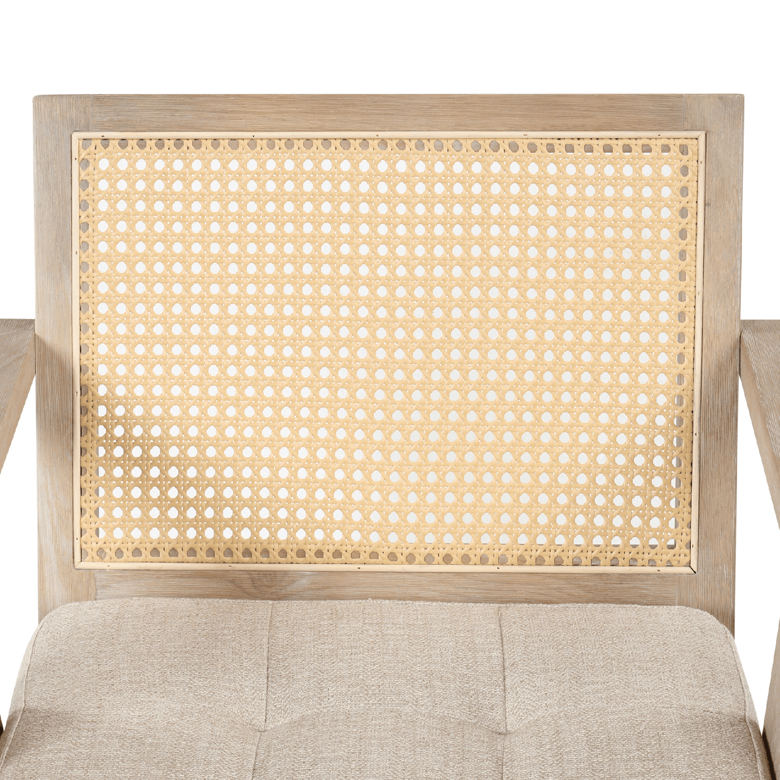 Mid - Century Accent Chair with Handwoven Rattan Backrest & Padded Linen Seat – Natural - AnelityAccent ChairWF308348AAM - 36067524