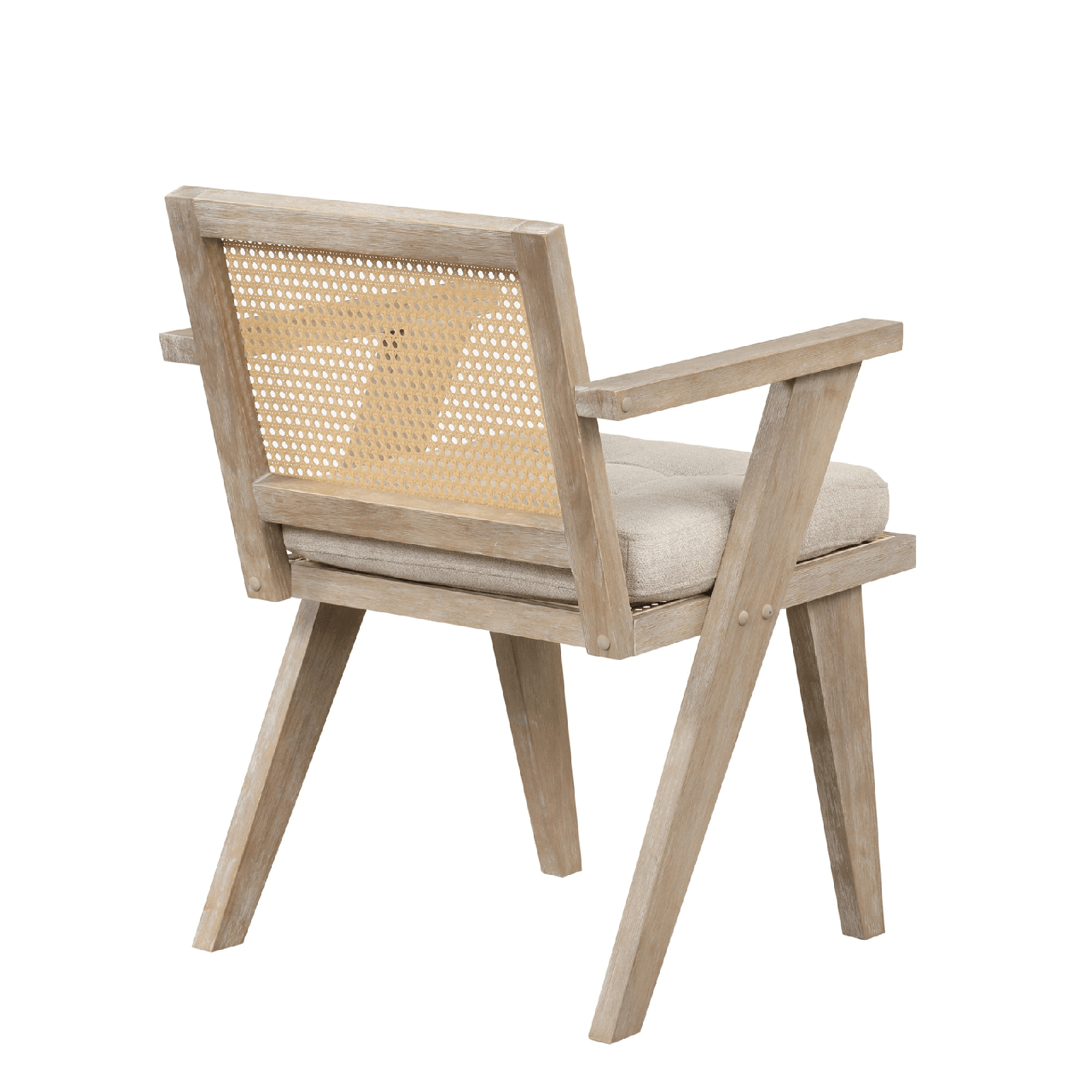 Mid - Century Accent Chair with Handwoven Rattan Backrest & Padded Linen Seat – Natural - AnelityAccent ChairWF308348AAM - 36067524