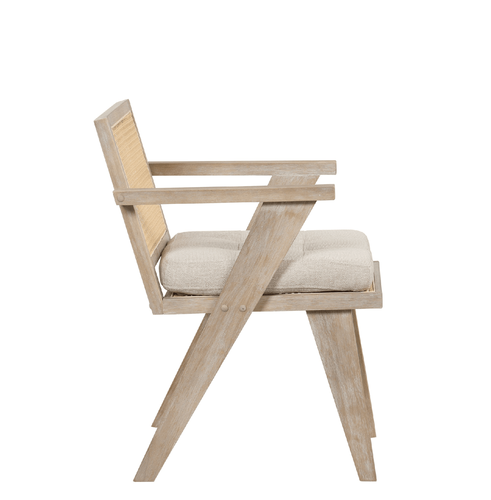 Mid - Century Accent Chair with Handwoven Rattan Backrest & Padded Linen Seat – Natural - AnelityAccent ChairWF308348AAM - 36067524