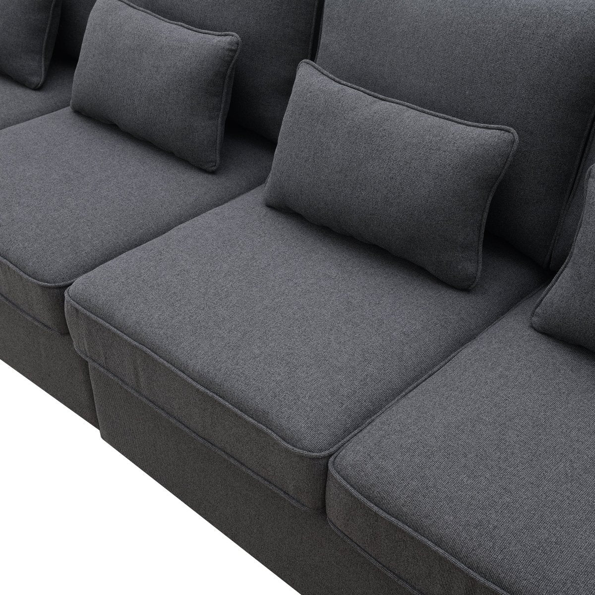 Modern 4 - Seat Sofa with Storage Pockets – Dark Gray - Sofa