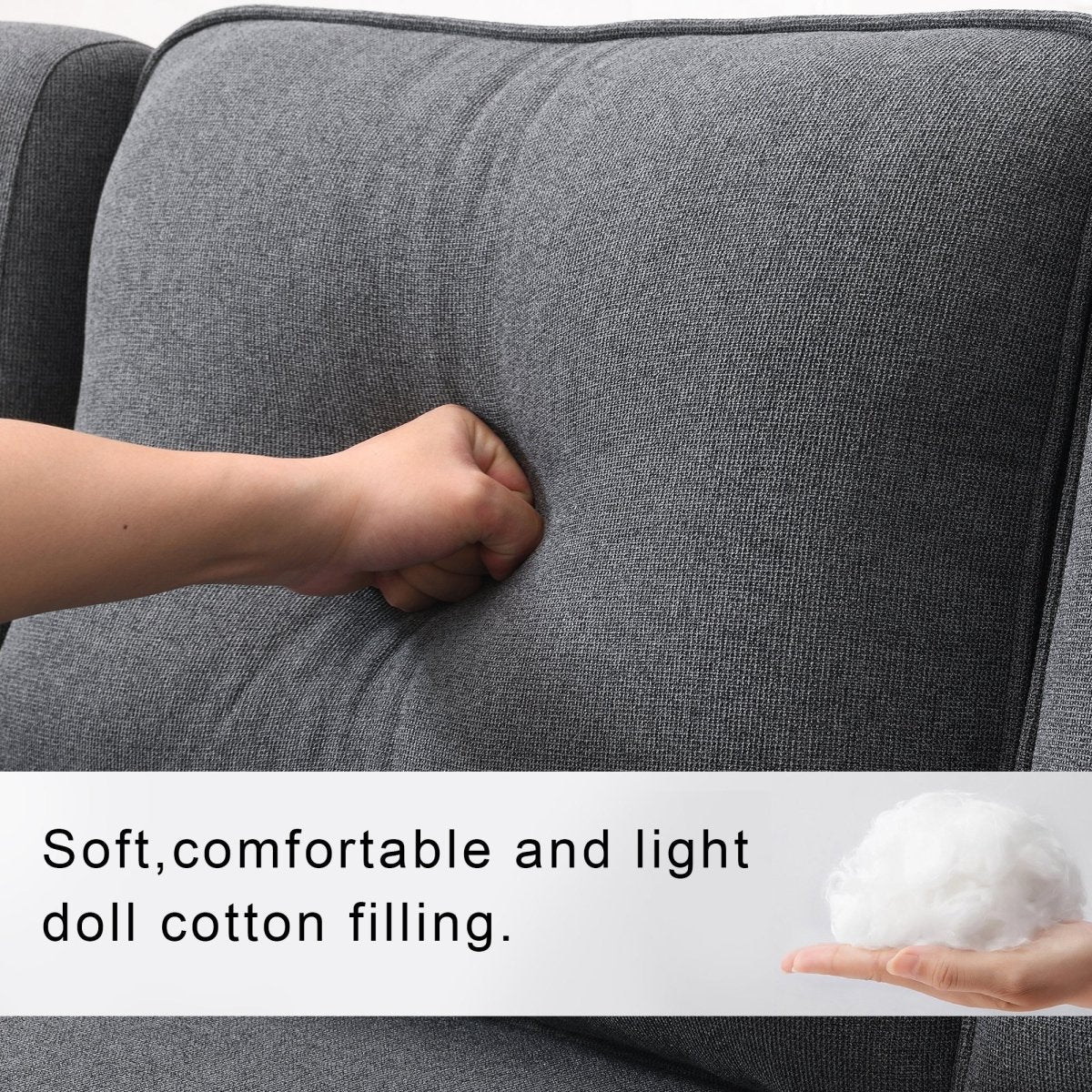 Modern 4 - Seat Sofa with Storage Pockets – Dark Gray - Sofa