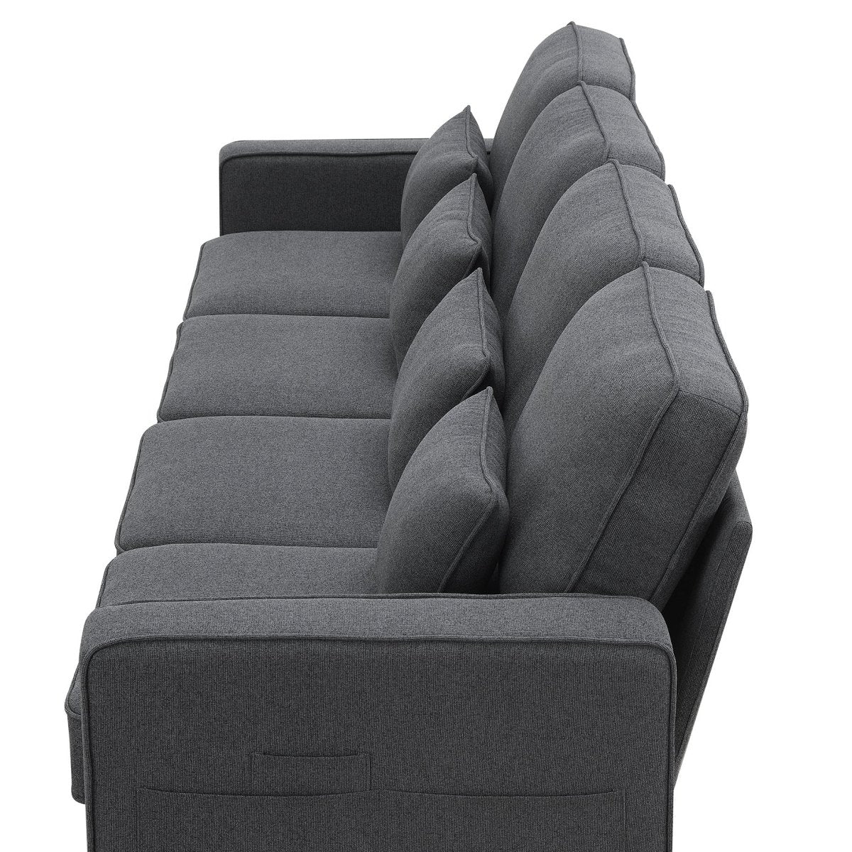 Modern 4 - Seat Sofa with Storage Pockets – Dark Gray - Sofa