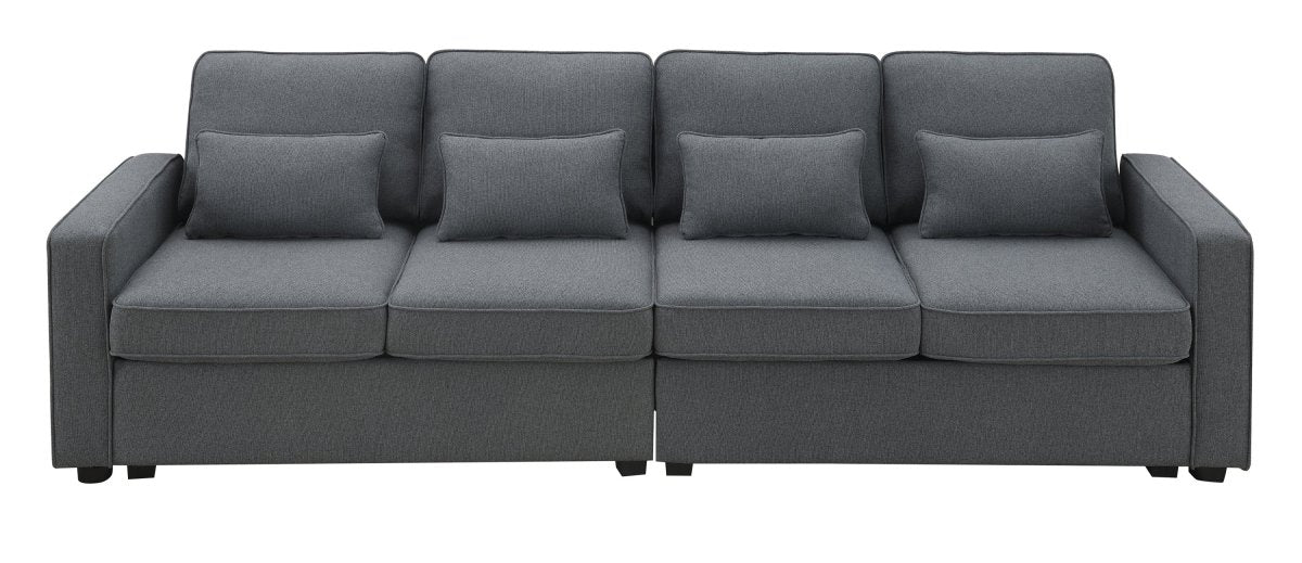 Modern 4 - Seat Sofa with Storage Pockets – Dark Gray - Sofa