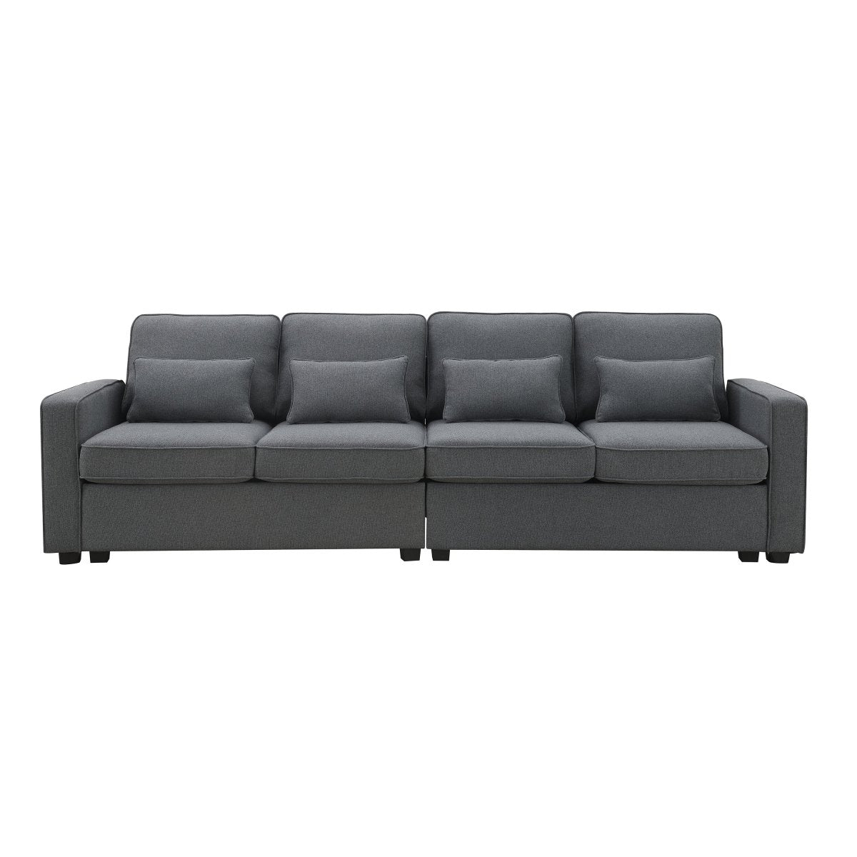 Modern 4 - Seat Sofa with Storage Pockets – Dark Gray - Sofa