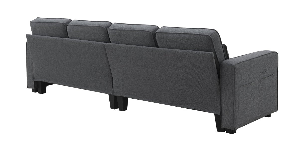 Modern 4 - Seat Sofa with Storage Pockets – Dark Gray - Sofa