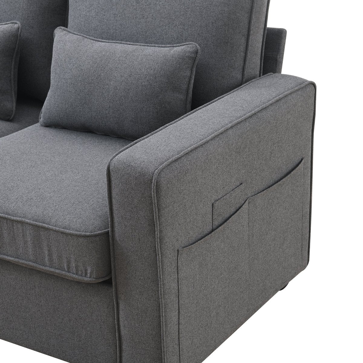 Modern 4 - Seat Sofa with Storage Pockets – Dark Gray - Sofa