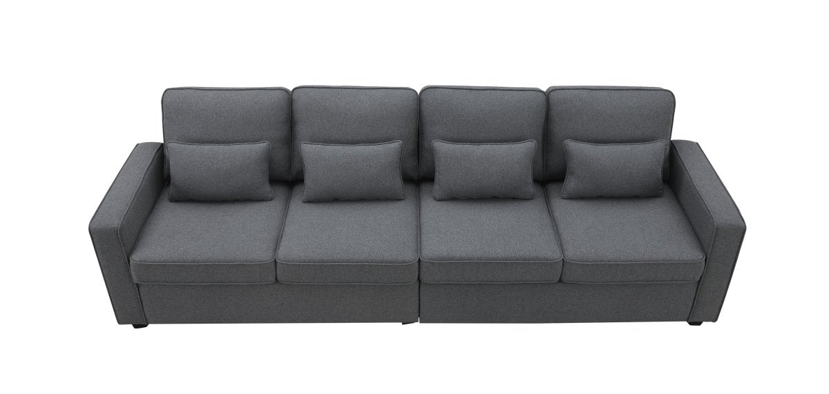 Modern 4 - Seat Sofa with Storage Pockets – Dark Gray - Sofa