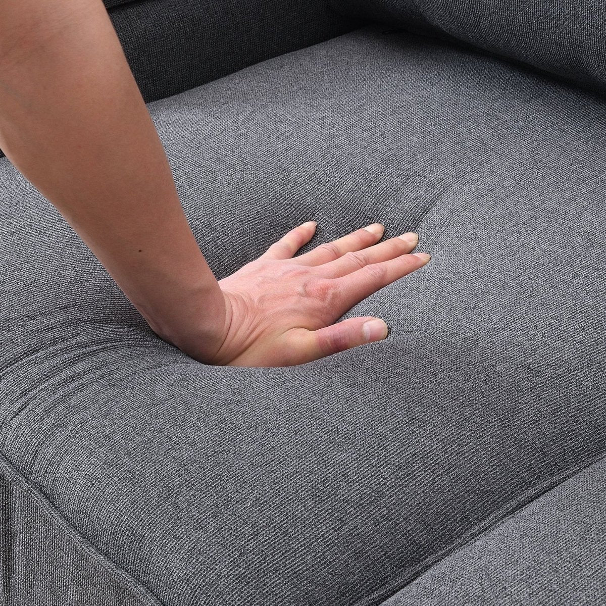 Modern 4 - Seat Sofa with Storage Pockets – Dark Gray - Sofa
