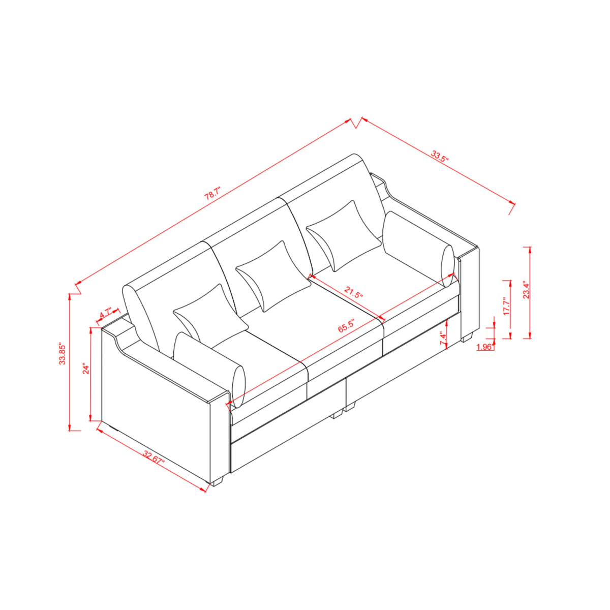 Modern 78.7" Sofa – Elegant Design & Superior Comfort for Your Living Space - 