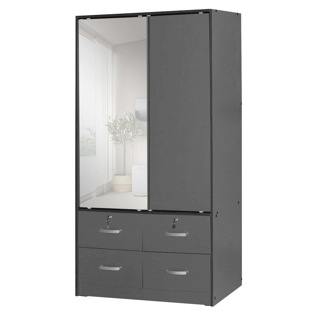 Modern Double Sliding Door Wardrobe with Mirror – Stylish and Durable Storage Solution | WPFurniture - AnelityBG3680031 - 36154193724994157976